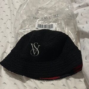 Victoria's Secret Black Textured /Plaid Bucket Hat